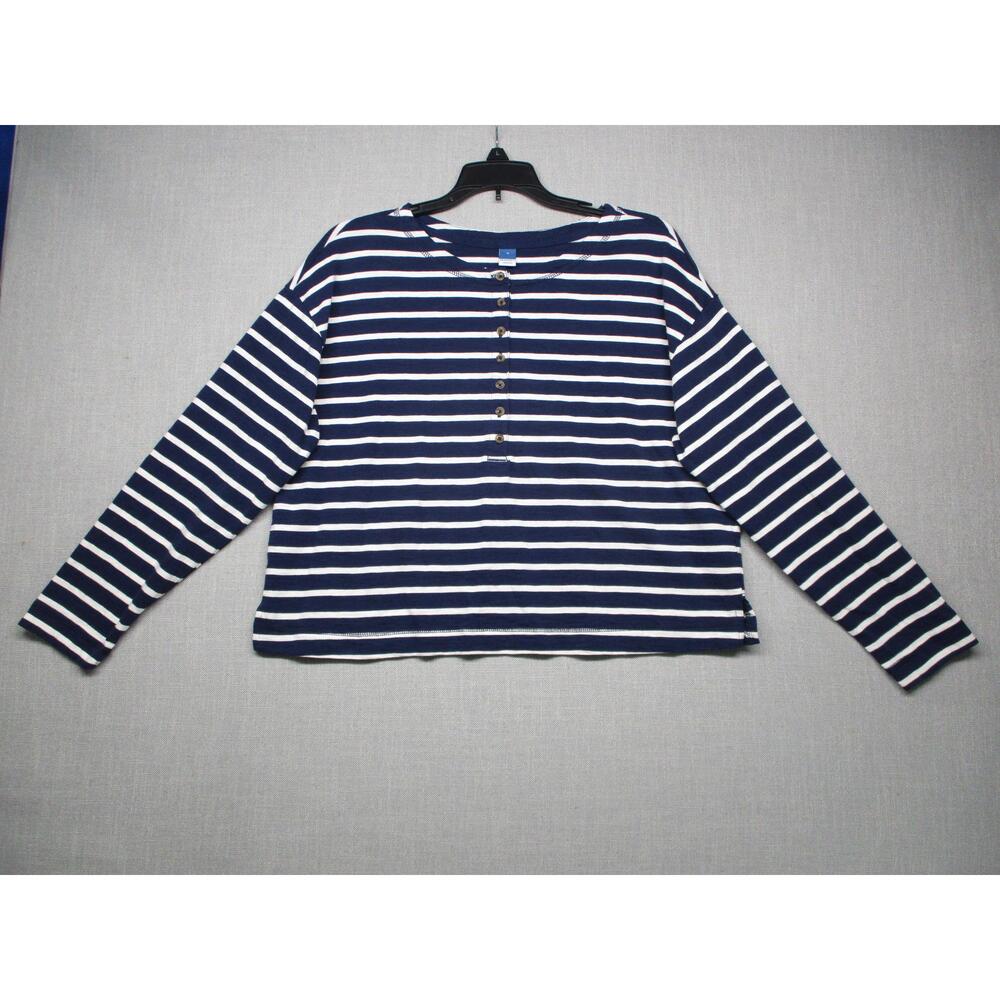 Old Navy Blue/White Striped Classic‎ Casual Long Sleeve Shirt Size M